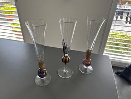 3er Set edle Sektgläser, champagnerfarben für den Apéro