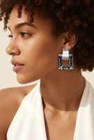 Geometric earrings with vintage Swarovski crystals. Neu.