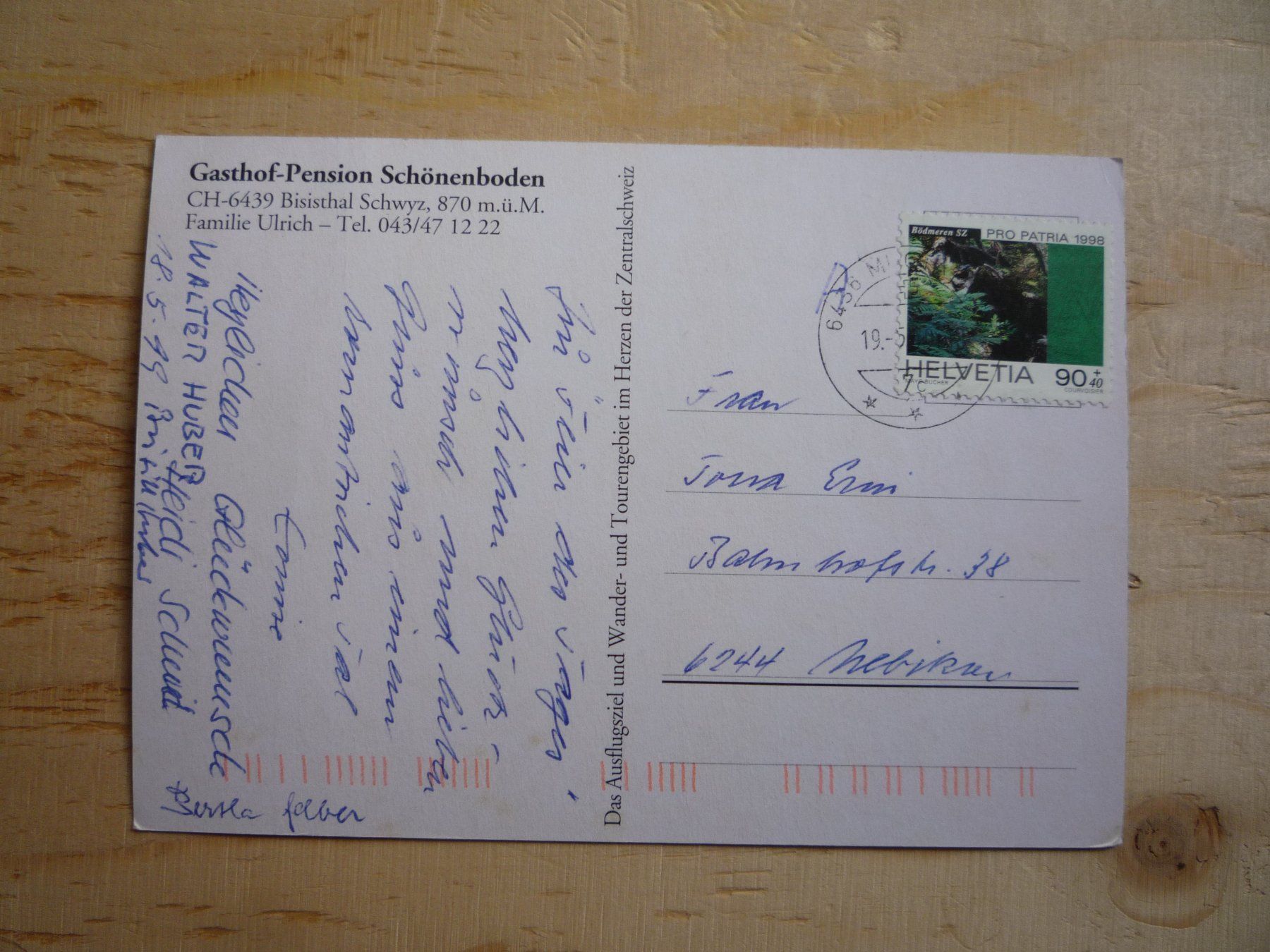 Cartoline postali: Bisisthal, 19.5.99 – Usato da Rieden SG venduto da Brockehuesli 2