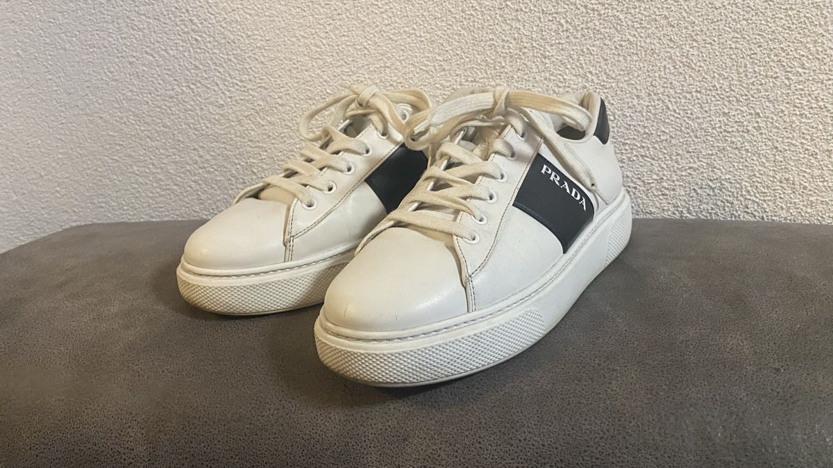 Prada Scarpe da uomo: Prada Sneakers Leder Weiss Grösse 39 1/2  – Usato da Zürich venduto da Timi80 2