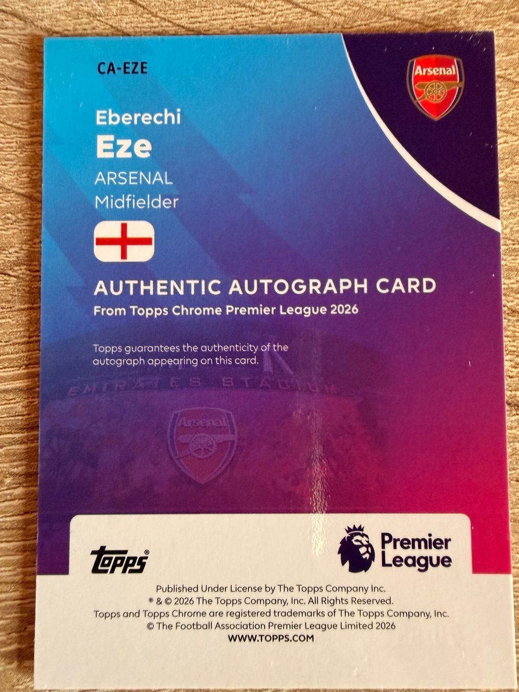 Topps Carte collezionabili: Topps Chrome - Ebe Eze - Arsenal - Autograph /99 – Nuovo (secondo la descrizione) da Cheyres venduto da KeK04 1