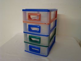 Bunte Mini Schubladen Box, 4 Schubladen