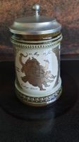 Vintage Bierkrug Gerz Sternzeichen Zwillinge mit Zinndeckel