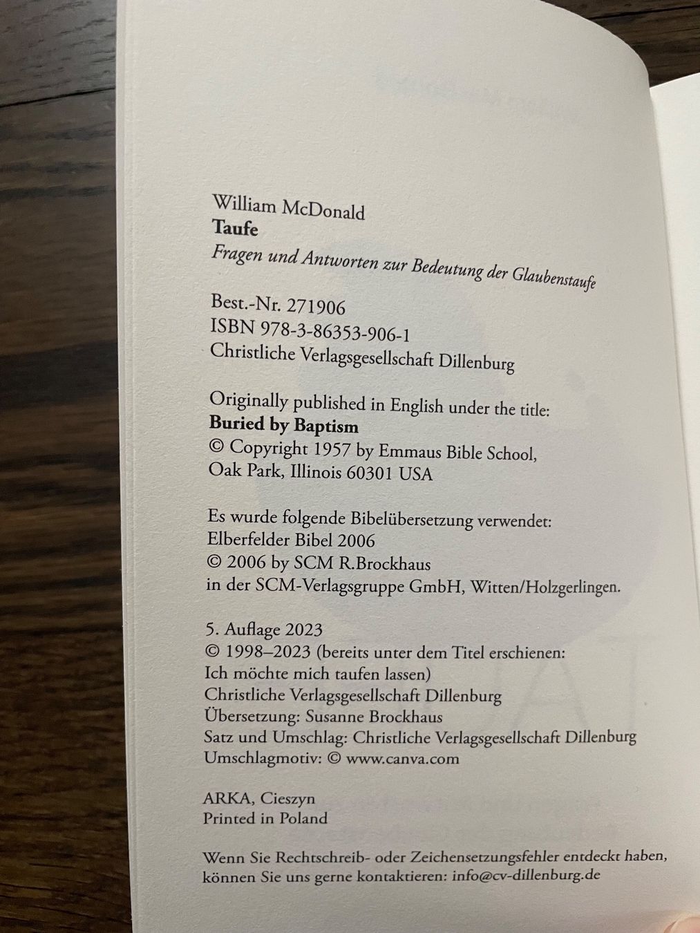 Libri: William MacDonald: Taufe – Usato da Uster venduto da em_58td 2