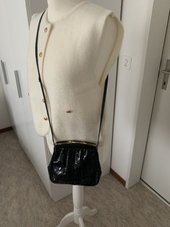 Vintage Reptilienleder Handtasche Schwarz Top Zustand!