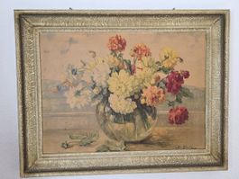 Blumenstillleben von A. Stutz, gerahmt, vintage!