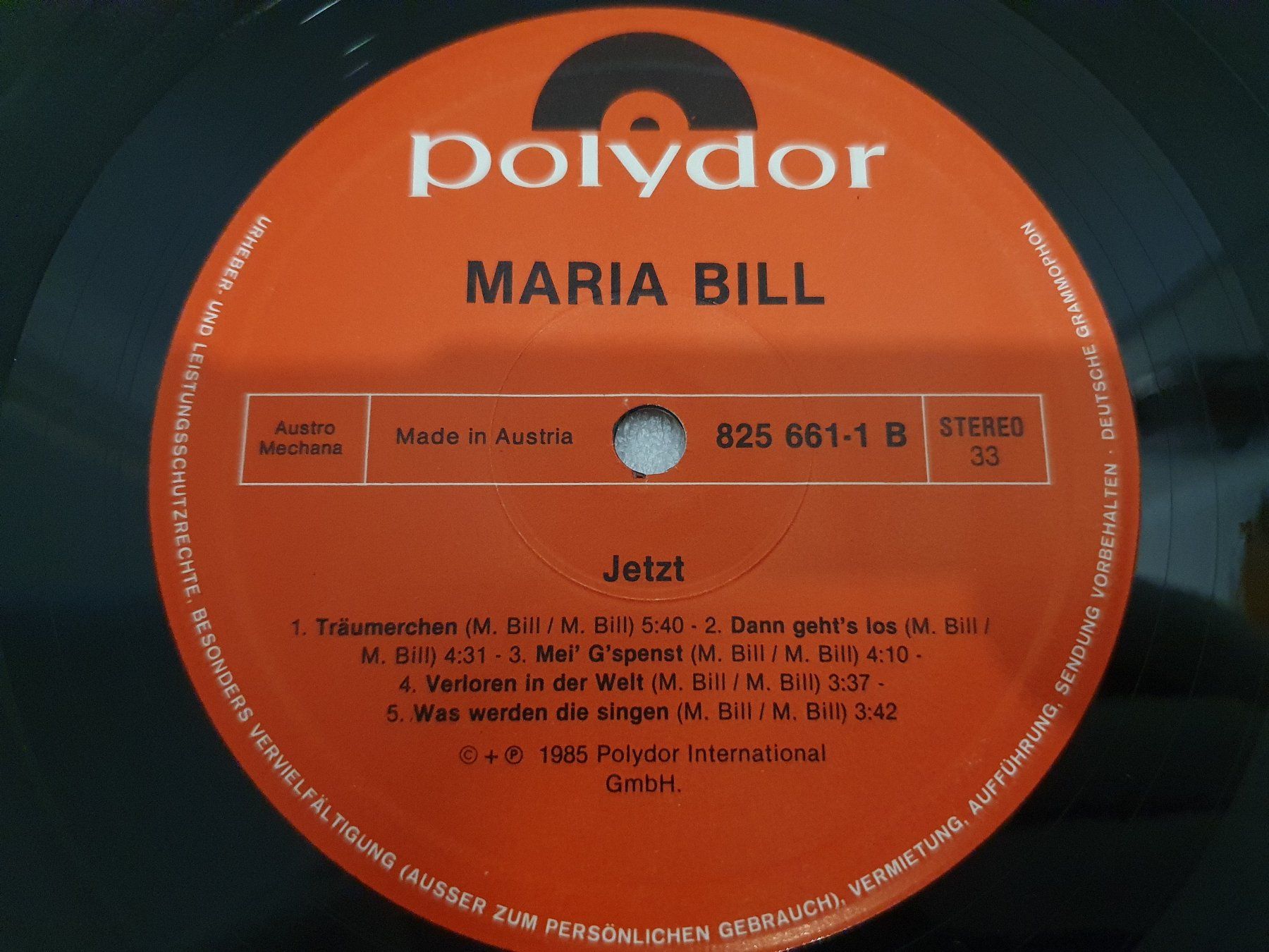 Dischi in vinile: Maria Bill – Jetzt – Usato da Uster venduto da Vinyl-Leidenschaft 6