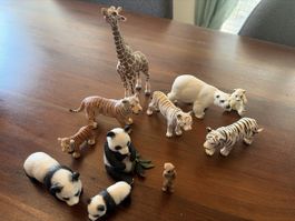 Tierfiguren Zoo Set Giraffe Tiger Eisbär Panda Bär