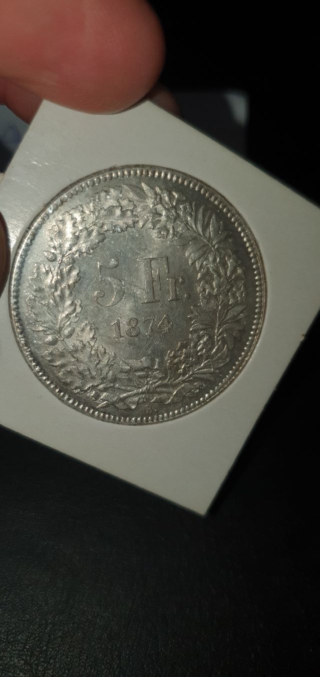 Tutti le monete: 5 Fr. 1874 Helvetia sitzend ss-vorz – Usato da Baden venduto da chris94 5