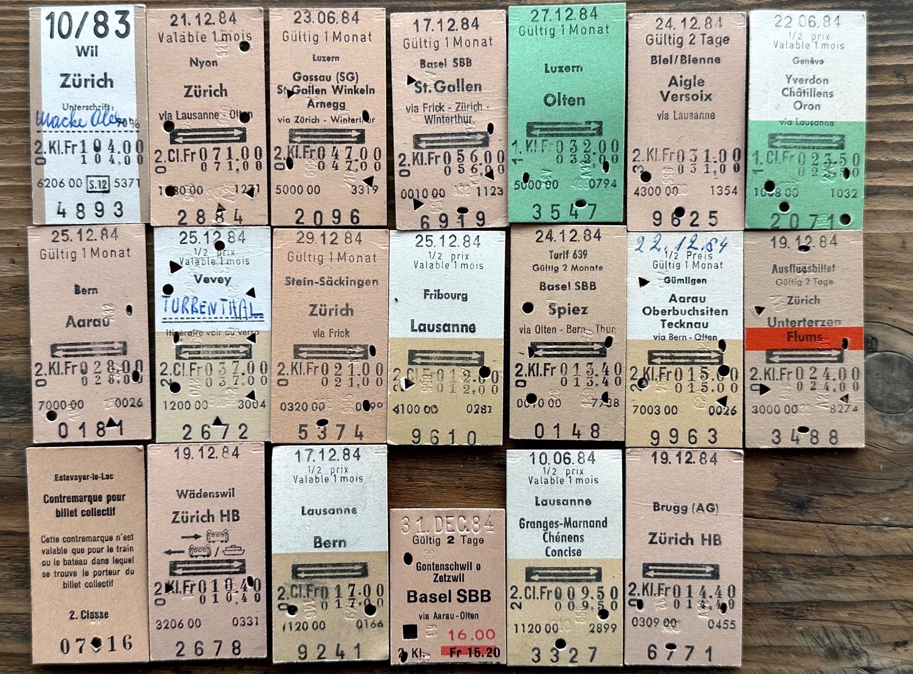 Biglietti: 20 Top Billette, SBB, Tickets Edmondsche Kartonbillette – Usato da Seltisberg venduto da quadartswiss 1