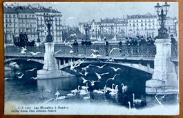 Genève - Calèche & personnages, Pont du Mont Blanc 1907