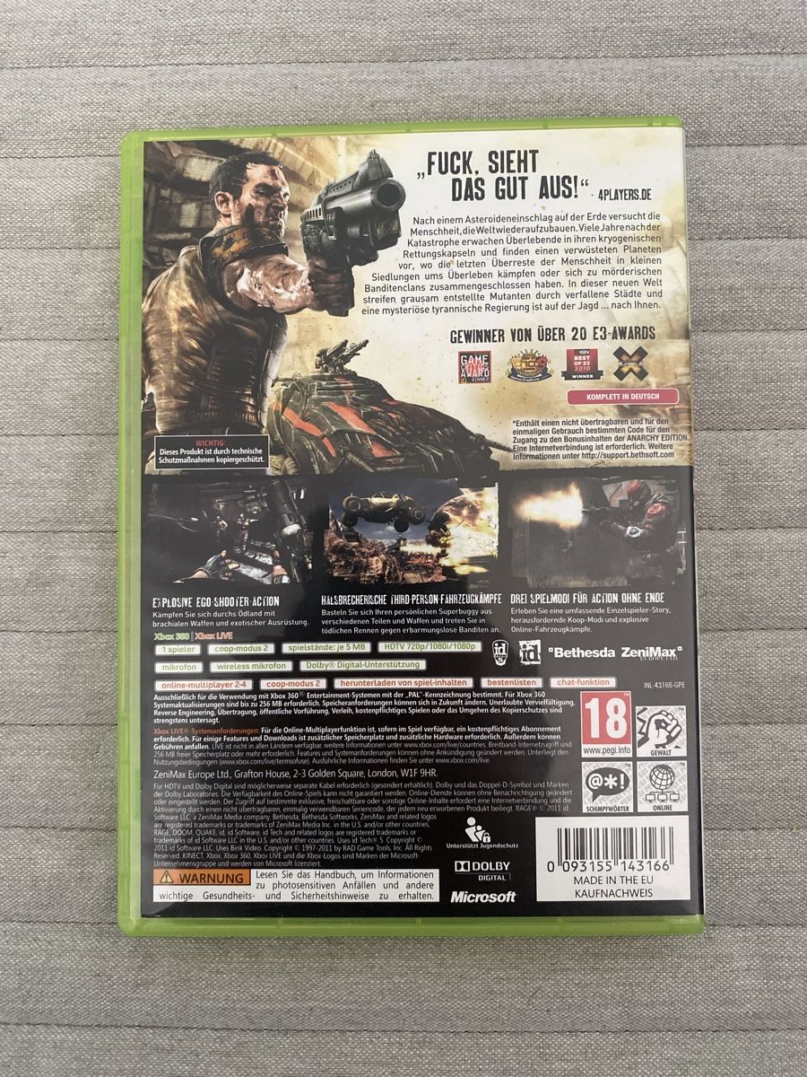 Microsoft Giochi: RAGE Anarchy Edition für Xbox 360 – Usato da Thunstetten venduto da Virus_33 2