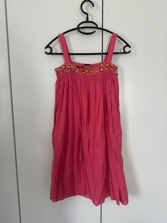 Sommerliches Kleid, Pink mit Schmucksteinen, Grösse M