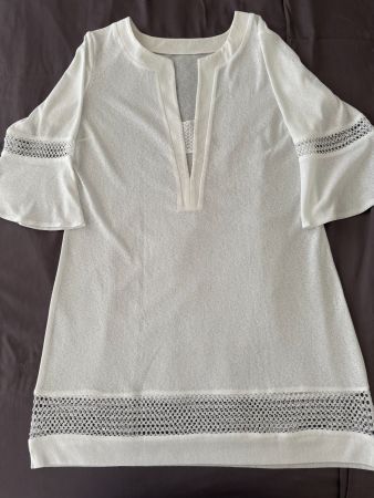 Strandkleid/ Nachthemd in Weiss mit Deko-Einsatz, Gr. M