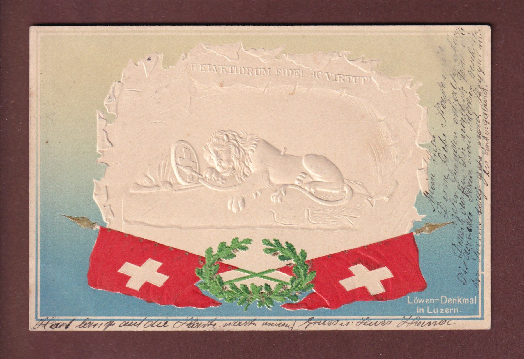Cartoline postali: LUZERN - Löwendenkmal - 1902 Präge – Usato da Pully venduto da nicecards