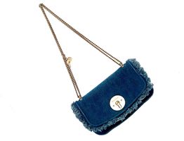 Cloé Blue Denim Doppellange Kette mit Schloss/Schlüssel