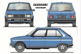 Blechschild-PEUGEOT 104 S BLAU