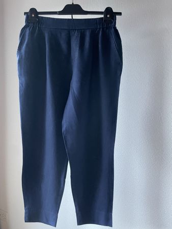 BENETTON Leinenhose mit Gummizug in Dunkelblau Gr.M