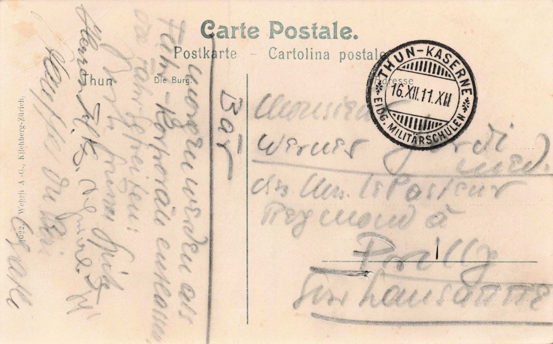 Cartoline postali: Thun Schloss leichte Falte in der Mitte – Usato da Biasca venduto da Blenio71 1