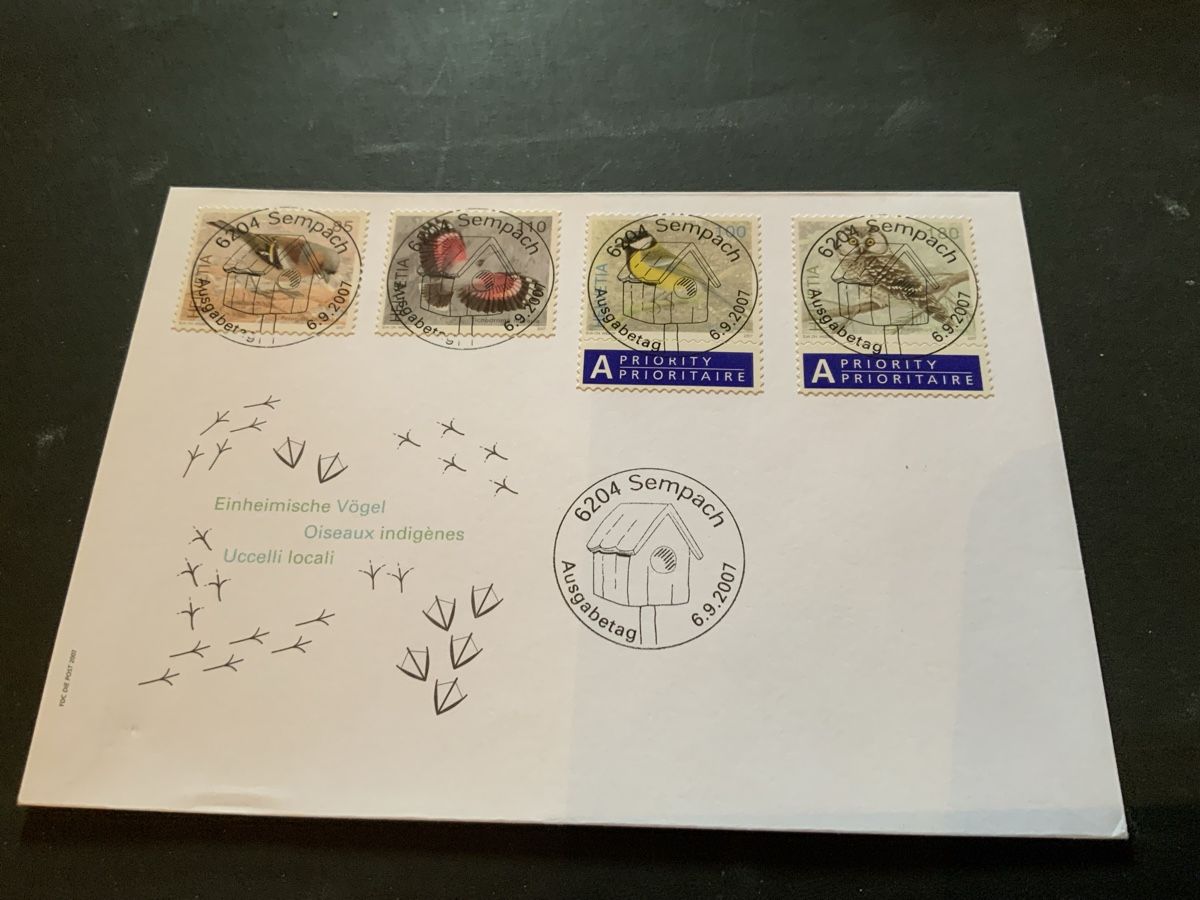 Tutti i francobolli: 2007 EINHEIMISCHE VÖGEL FDC VOLL EINWANDFREI – Usato da Beinwil am See venduto da Ricri