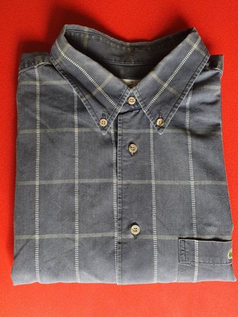 Lacoste Herren Vintage Hemd Gr.43 Kurzarm blau/weiss kariert