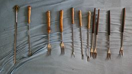 Besteck Vintage, Fonduegabeln, Messer, Spiesse