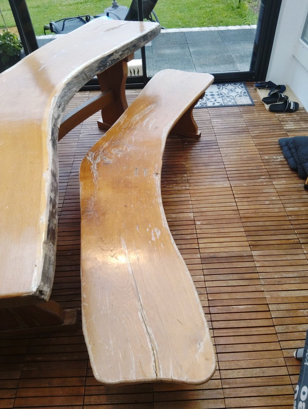 Tavoli: Ensemble table et bancs en bois massif – style rustique – Usato da La Ferrière venduto da nsauser 2