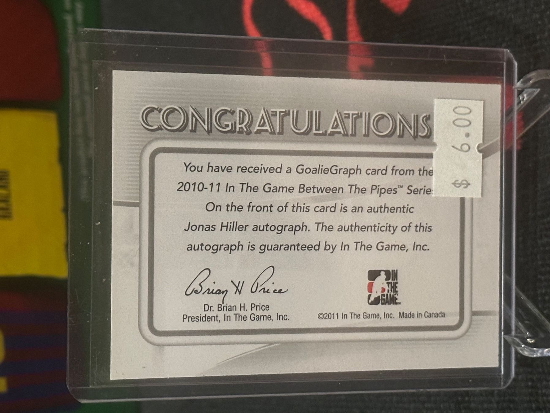 NHL Carte collezionabili: Jonas Hiller 2010/11 ITG Between The Pipes Goaliegraph Auto – Usato da Oensingen venduto da chilli63 1