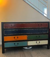 Kommode Holz bunt Vintage Design gebraucht guter Zustand
