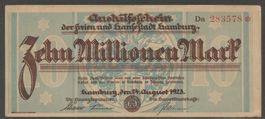 DEUTSCHES REICH - AUSHILFSCHEIN HAMBURG - 10.000.000 MARK