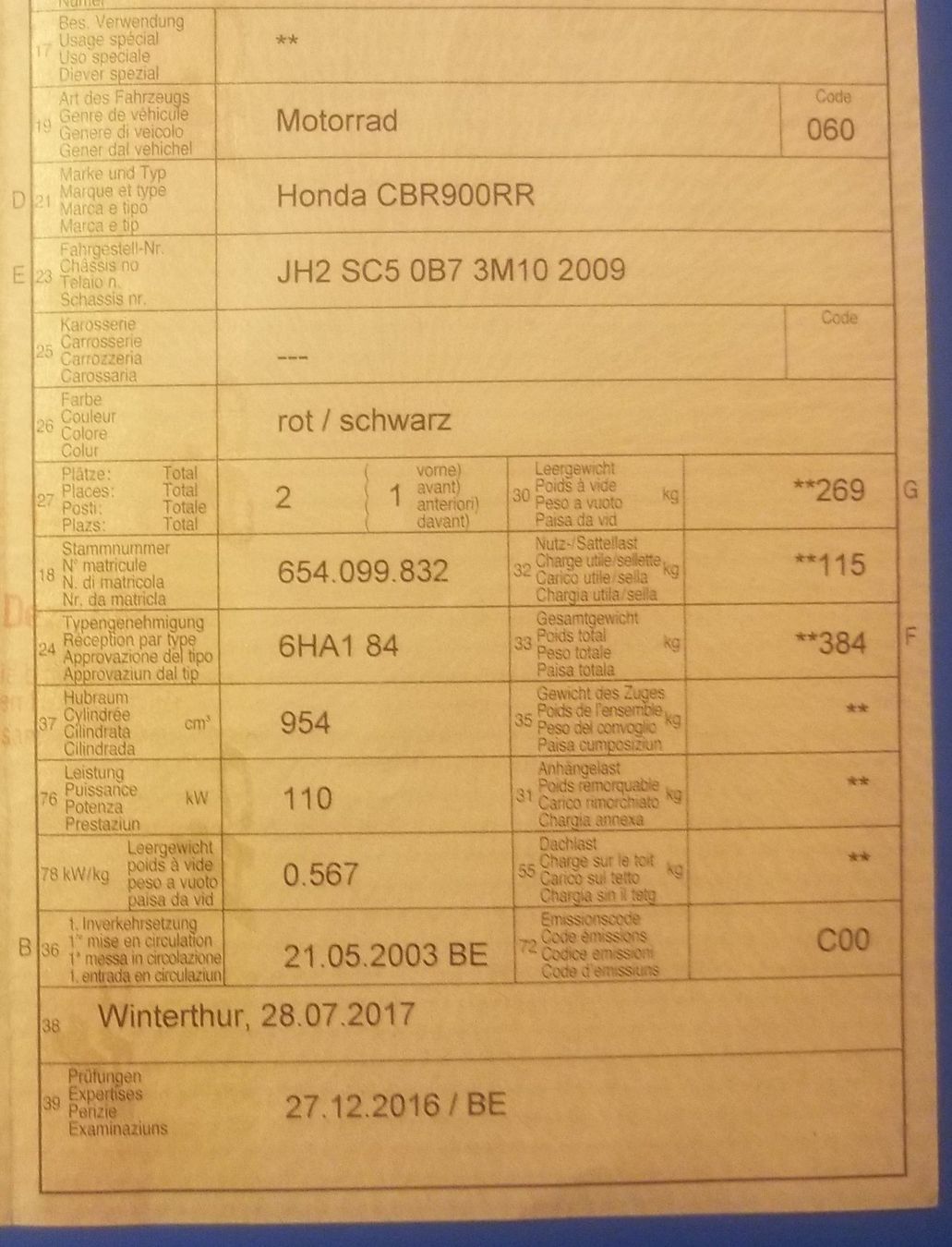 Honda Strasse: Honda CBR 900 RR SC50 – Gebraucht aus Andelfingen von speedywings 9