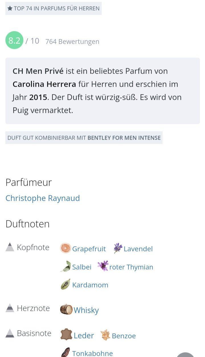 Carolina Herrera Profumi & Eau de Toilette: 2 ml CAROLINA HERRERA MEN PRIVE ABFÜLLUNG – Nuovo (secondo la descrizione) da St. Gallen venduto da CaliSunshine 3