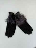 Handschuh mit Pompon "Schwarz"