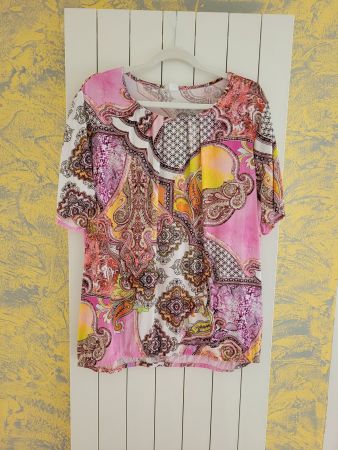 Schöne Sommer Damen Bluse Gr. 42 bunt gemustert Paisley, NEU