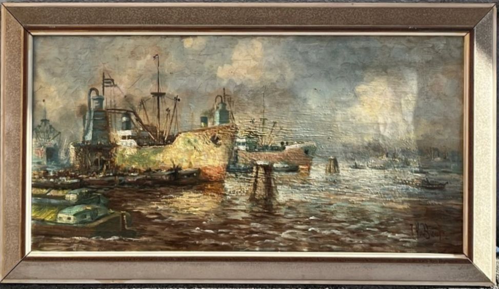 Dipinti: Ölgemälde "Rotterdamer Hafen" von Jan van Delden? – Usato da Bern venduto da Yunkom