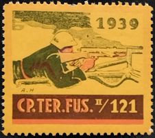Soldatenmarke 2.WK, Ter Füsilier Kp 121, oker, Wi Ter 119