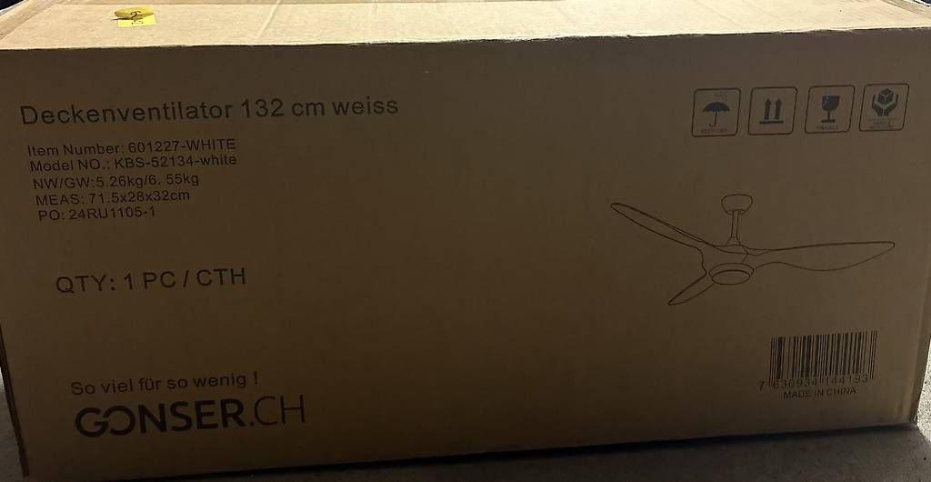 Ventilatori: Deckenventilator 132 cm weiss - neu – Usato da Unterägeri venduto da mel_76mx 3
