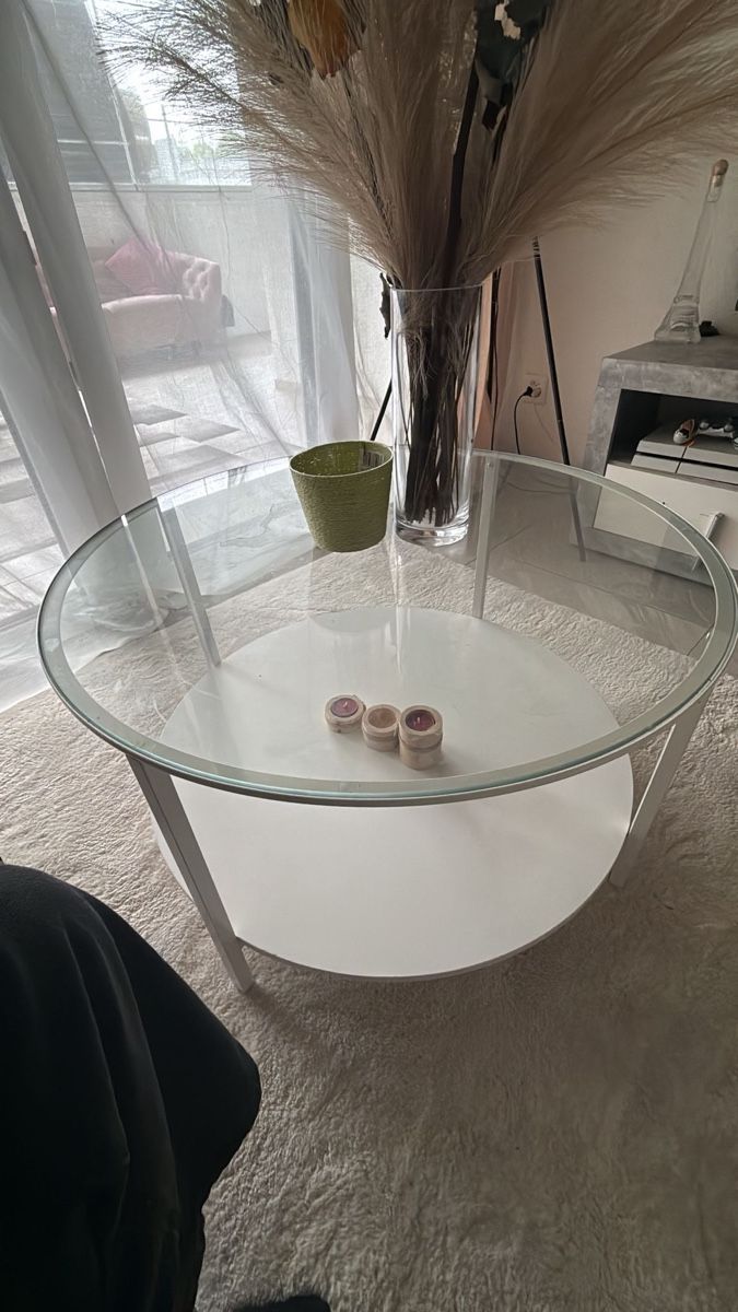 Tavoli: Runder Glas Couchtisch, weisses Gestell – Usato da Pratteln venduto da tam32