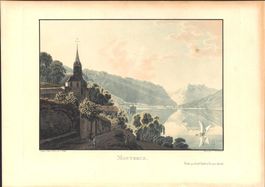Montreux Originalaquatinta von Wetzel altkoloriert