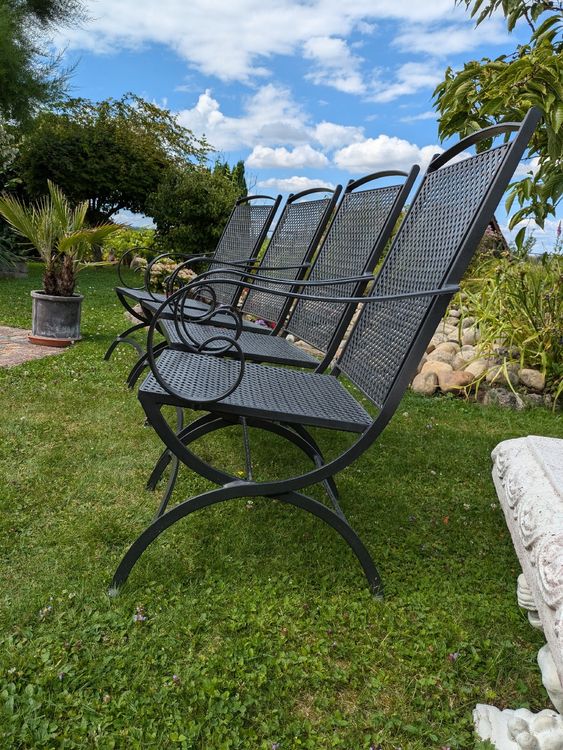 4 Gartenstühle, Metall Anthrazit, guter Zustand Kaufen auf Ricardo