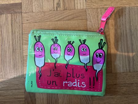 Porte-monnaie rigolo "J'ai plus un radis" en parfait état!