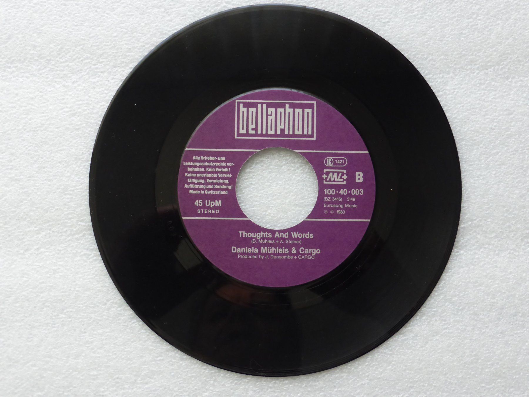 Dischi in vinile: Vinyl Single  DANIELA MÜHLEIS & CARGO – Usato da Küssnacht am Rigi venduto da Mondkinder 2