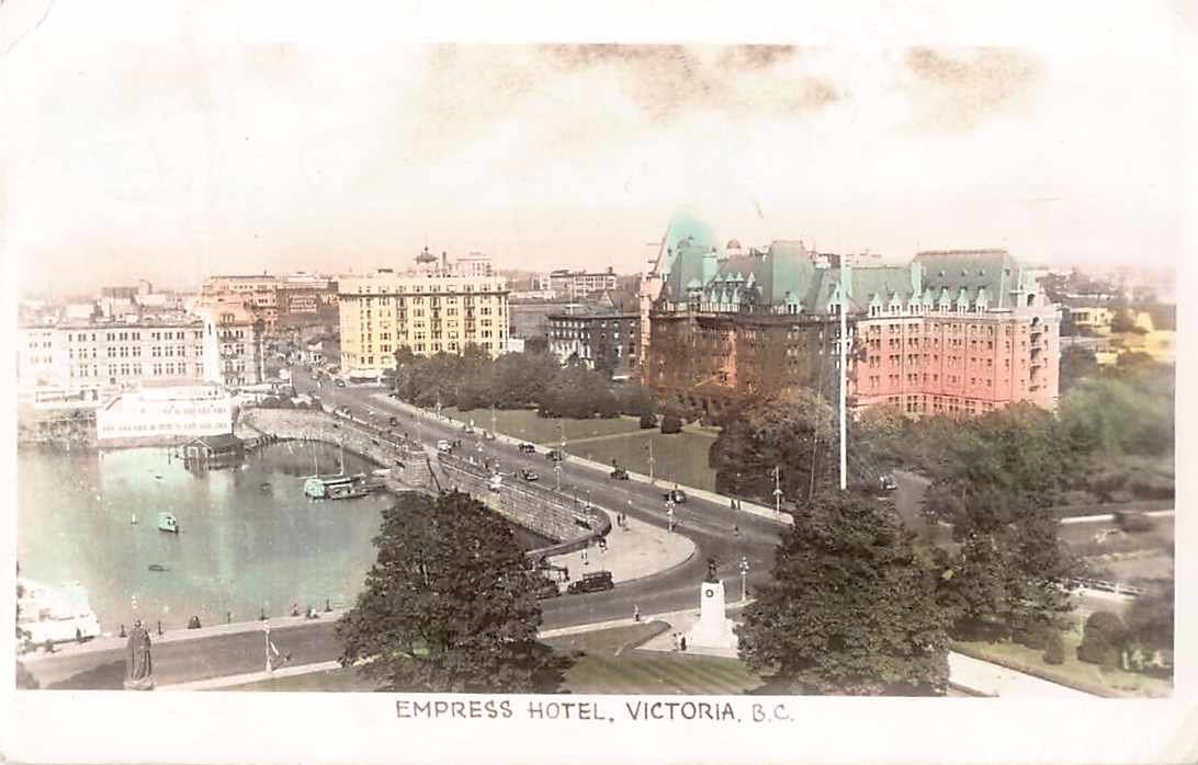 Cartoline postali: uralte Ansichtskarte VICTORIA - handcoloriert- HOTEL EMPRESS – Usato da Lufingen venduto da TopAnsichtskarten