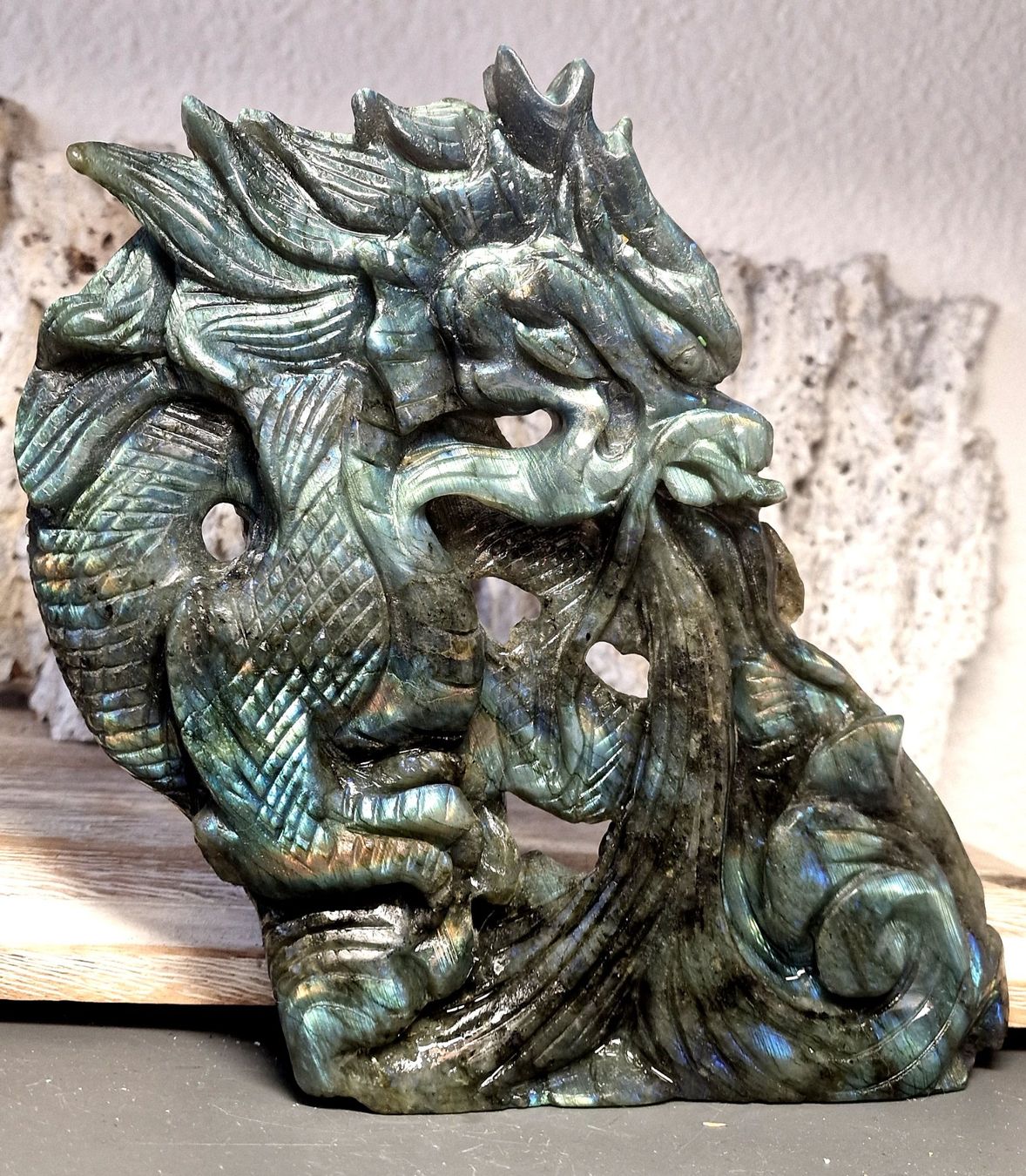 Minerali & Pietre curative: Hochwertiger chinesischer Drache aus Labradorit – Nuovo (secondo la descrizione) da Matzingen venduto da Shay_Crystalz