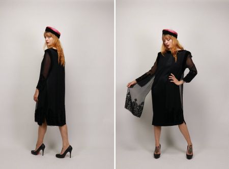 1980's AKRIS Chiffon Silk Evening Dress
