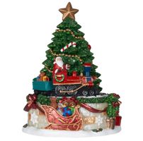Mechanische Spieluhr Weihnachtsbaum mit Lok 17cm mit Musik