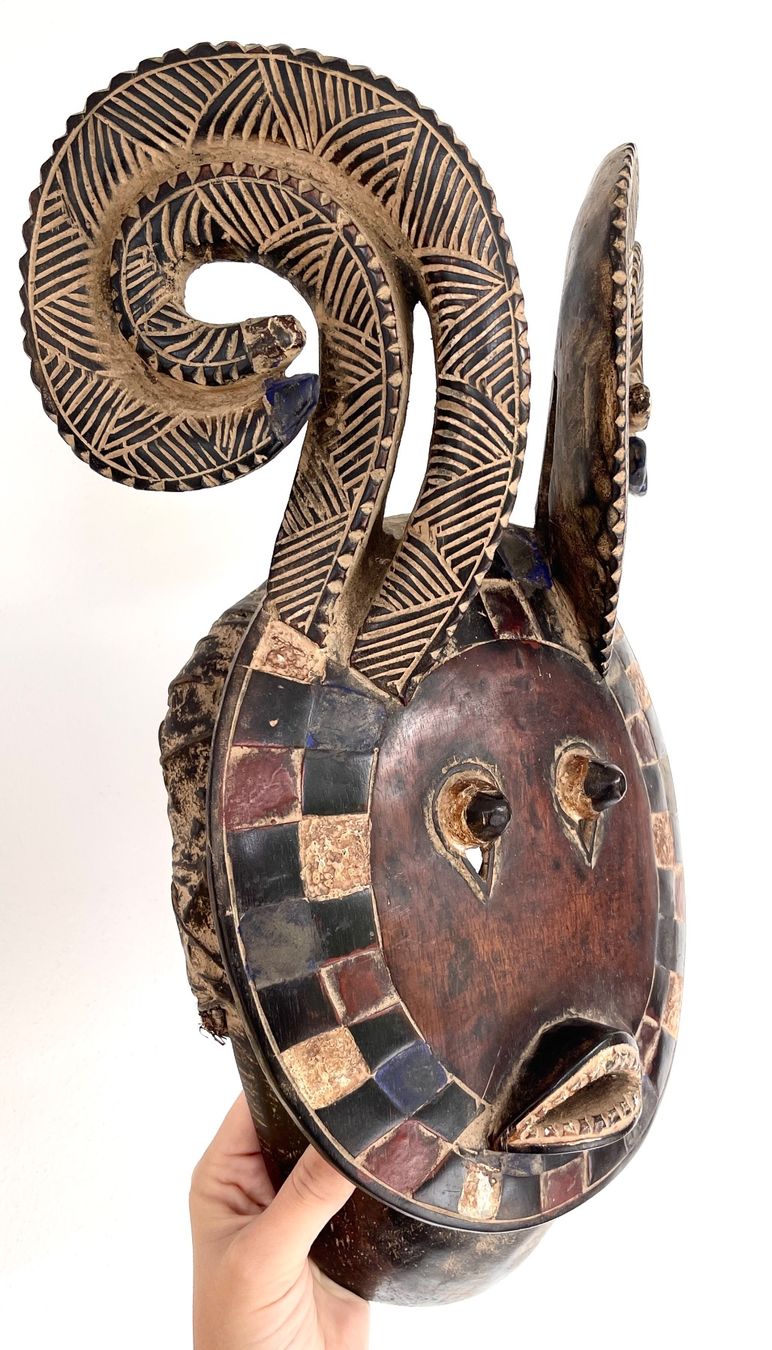 Skulpturen & Statuen: XXL wunderschöne alte Baule Maske Ivory Coast Höhe 42 cm – Gebraucht aus Rüthi (Rheintal) von Kunsthaus777 6