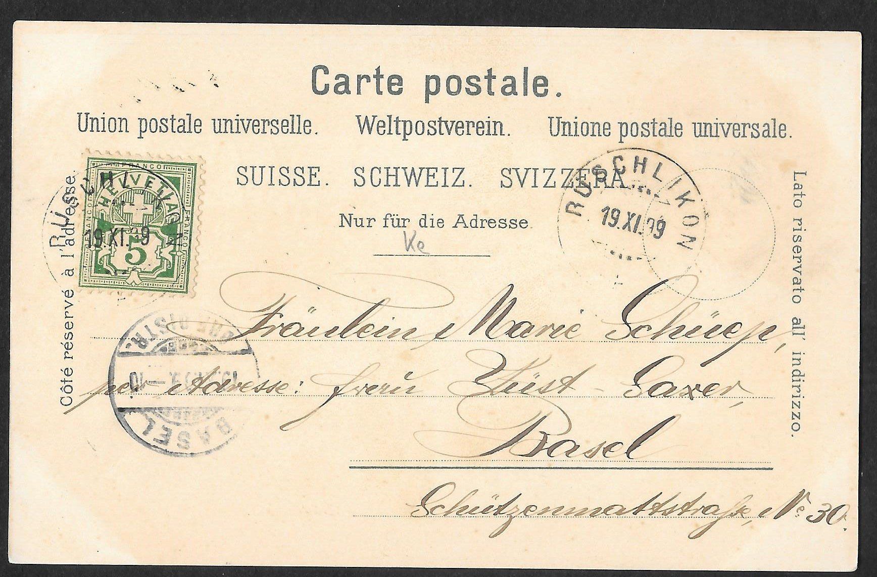 Cartoline postali: Rüschlikon farbige Lithografie 3 Bilder – Usato da Olten venduto da clotaldi 1