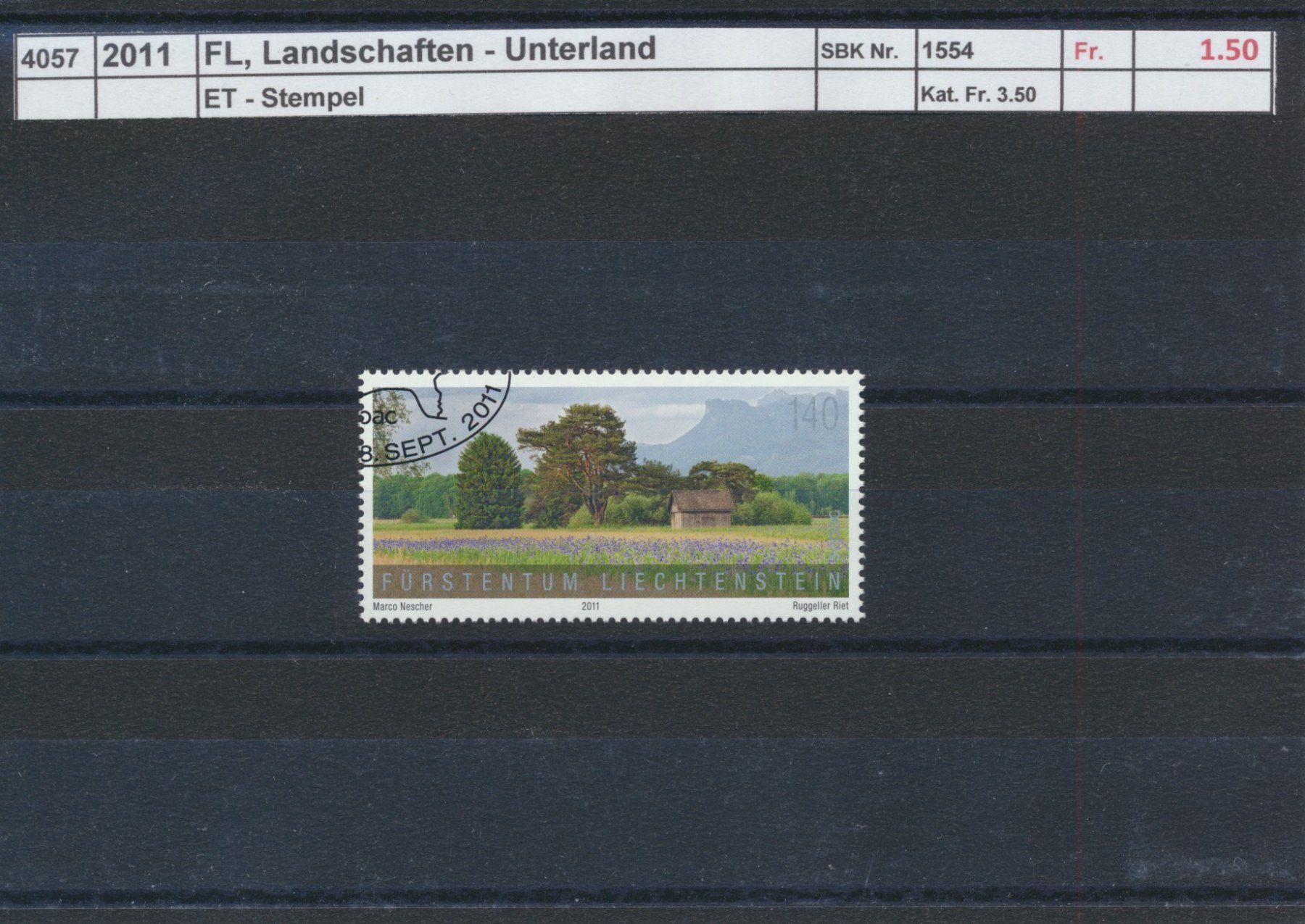 Tutti i francobolli: 2011 FL, "Landschaften - Unterland", ET-Stempel – Usato da Winterthur venduto da Zupogeru