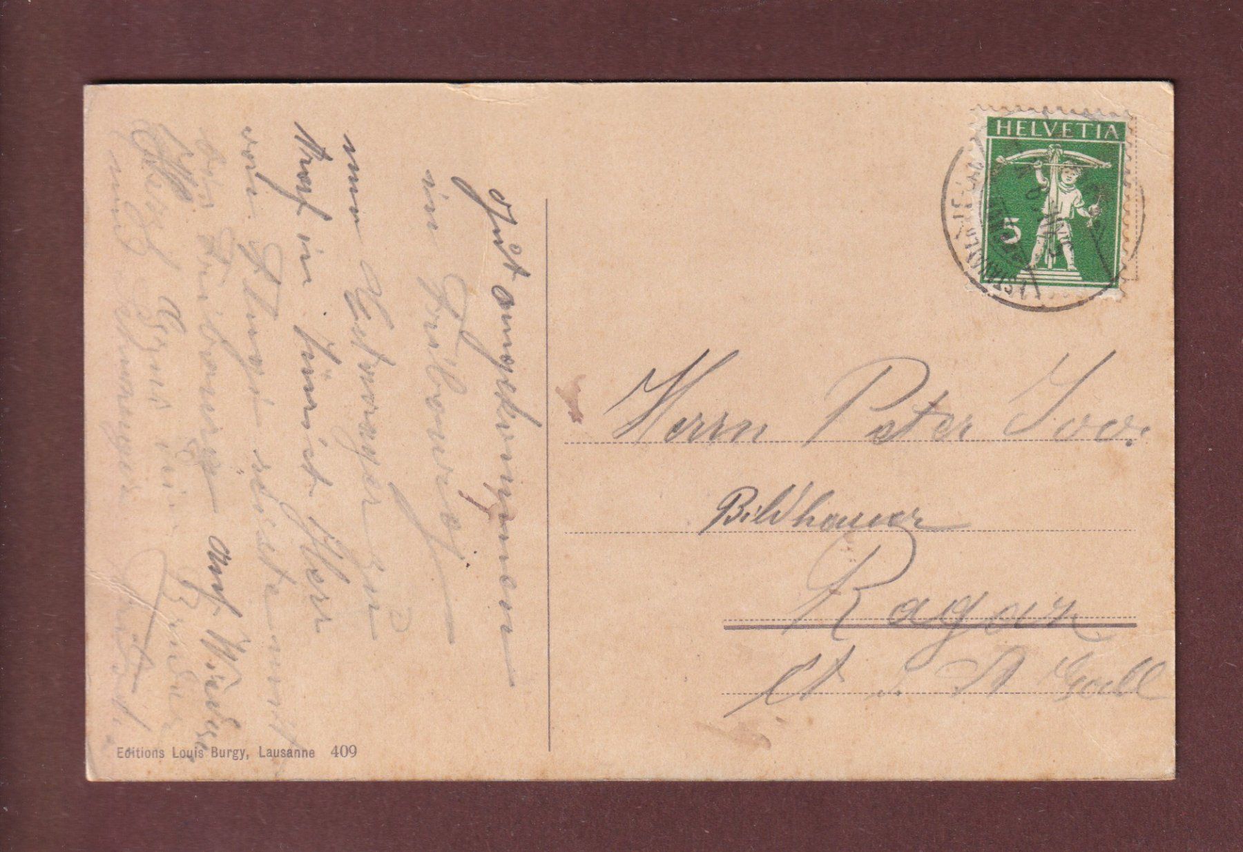 Cartoline postali: FRIBOURG - Vallée du Gotteron - 1909 – Usato da Pully venduto da nicecards-shop 1